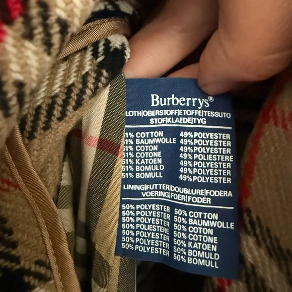 Vintage Burberry Burberrys Trench Coat Tan Plaid Lined Belted 46 Long Classic - Picture 8 of 16